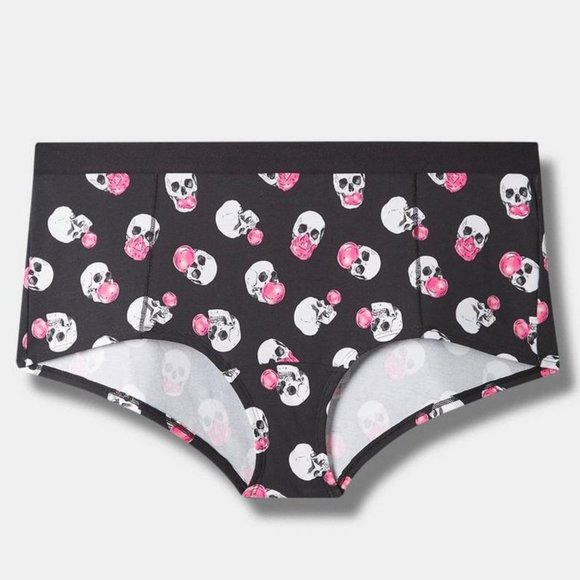 ❤️NWT VINTAGE TORRID BUBBLEGUM SKULL PRINT BOYSHORT PANTY - HALLOWEEN - Picture 1 of 8